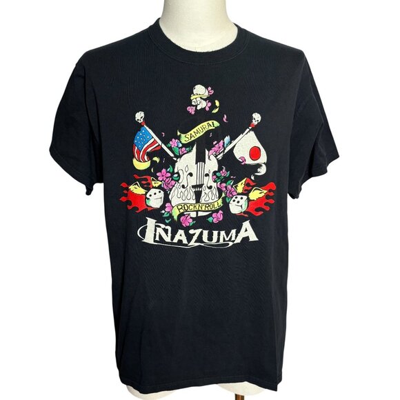 Samurai Inazuma Rock Band Graphic T-Shirt Adult Large Black Short Sleeve Tee - Picture 1 of 6